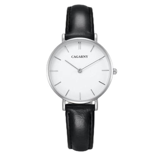 Montre cadran en alliage d'argent noir quartz homme étanche élégante