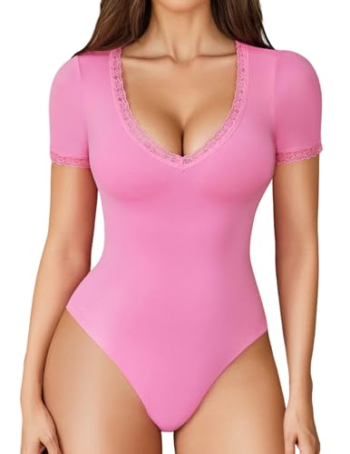 Body manches courtes col en V dentelle Avidlove fini la transparence