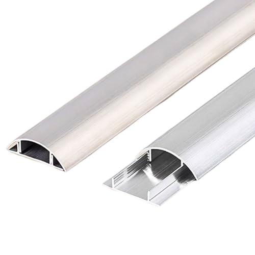 Unikicool Halbrunder Aluminium Kabelkanal,Boden Kabelschutz,Bodenkabelabdeckung,Elektroinstallationskanal mit Abdeckung,Selbstklebend,verhindert Stolperfallen,für Büros und Konzerte
