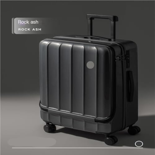 Suitcase New Front Opening Suitcase Trolley Case 18 Inch Boarding Case Student Suitcase For Men Female Lockbox Suitcase Tags(Gray,24in)3