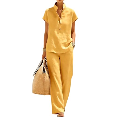 Conjunto de lino para mujer holgado que combate el calor con total elegancia