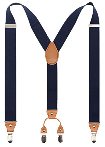 Timiot Men’s Y-Back 4 Metal Clip Elastic Wide Suspenders Perfect For Both Casual&Formal