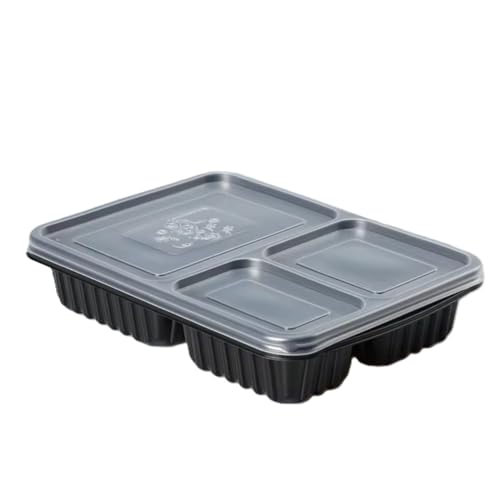 Image of Krum 3-Compartment Plastic Plate | Durable Reusable Meal Tray with Sections | Microwave Safe Food Serving Plate for Office, Home, Restaurants, Canteens & Food Delivery (Pack of 20)