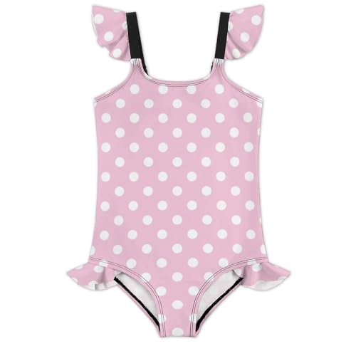 Image of Girls One Piece Swimsuit Polka Dots Ruffles Swimwear Bathing Suits 3-12 Years