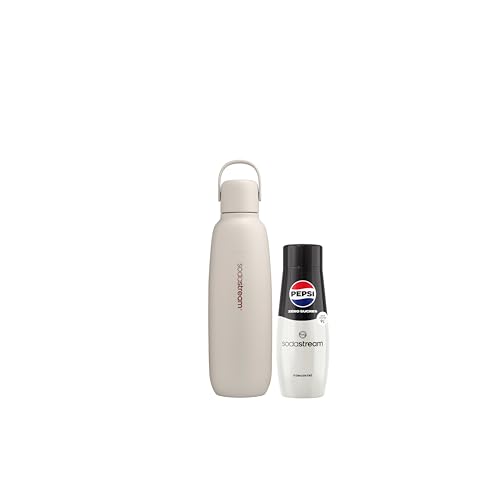 Sodastream Fizz&Go Cool Gourde isotherme en métal 0,9L + 1 Concentré Pepsi Zéro Sucres| Passe au lave-vaisselle | Garde au chaud et au froid jusqu'à 12...