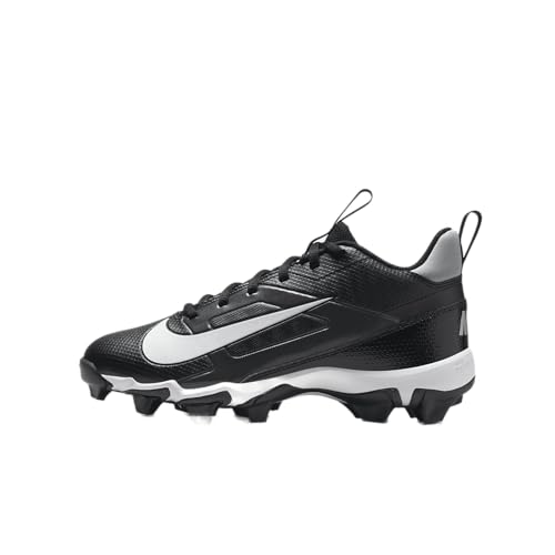 Nike Alpha Menace 4 Shark Big Kids' Football Cleats (Wide) (FQ4016-001, Black/Light Smoke Grey/Metallic Silver/White) Size 3.5