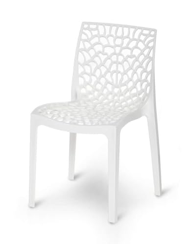Image of activa Web Designer Plastic Chair for Home, Office and Restaurant and Cafe|Armless Chair for Dining Room| Heavy Duty Outdoor Plastic Chair | Designer Balcony Chair (White, Set of 1)
