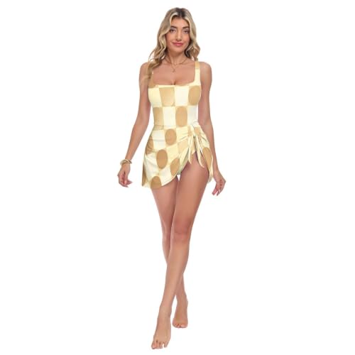 Maillot de bain une pièce jupe détachable nœud latéral pour femme