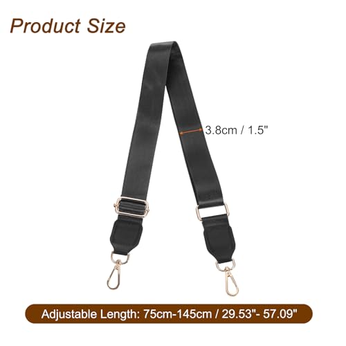 Image of uxcell Wide Shoulder Strap, 3.8cm Adjustable Purse Strap Replacement Crossbody Strap for Shoulder Bag Handbag, Black, Gold Square Mouth Buckle