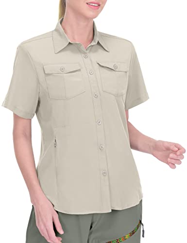 Little Donkey Andy Women's Stretch Quick Dry Upf50+ Short Sleeve Shirt For Hiking, Travel, Camping Khaki Size M #TOP1