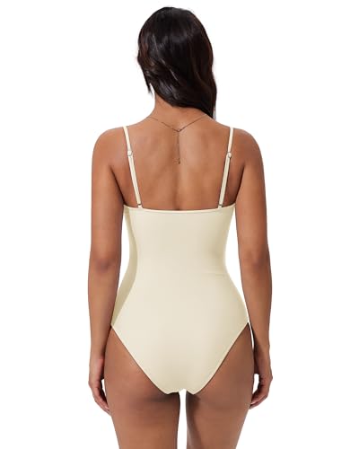 Image of SUUKSESS Women Sexy One Piece Swimsuit Tummy Control Square Neck Bathing Suit