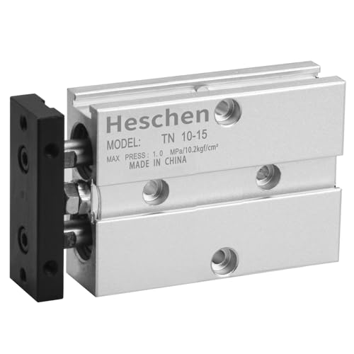 Heschen Doppeltwirkender pneumatischer Luftzylinder, TN10-15, Bohrung 10 mm, Doppelstab-Aluminium, mit Magnet, für die automatische Ausrüstung (Hub: 15 mm)