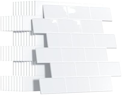 Yoillione Upgrade Dickere 3d Fliesenaufkleber Aufkleber für Bad Küche, PVC Klebefliesen küchenrückwand Selbstklebend, Metro Klebefliesen Tile Stickers (10 Stück, Weiß)