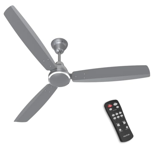 Image of Polycab Wizzy Vibe 1200mm 5-Star BLDC Ceiling fan for Home with Remote| Energy Saving | High Air Delivery | 3+1 yr Warranty [Classic Grey]