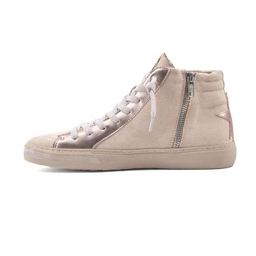 Womens Rooney Glitter High Lace Up Sneakers Shoes Casual - Beige3