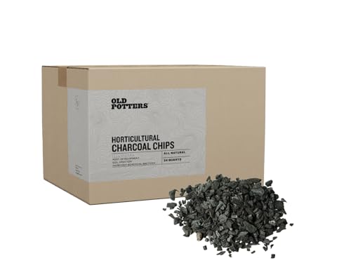 Old Potters Premium Horticultural Charcoal Chips Natural Soil Amendment for Areation and Healthy Microbe and Plant Growth. (24 Quarts)