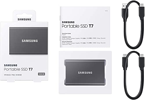 Image of SAMSUNG T7 500GB Portable SSD Hard Drive USB 3.2 Gen.2 10Gb Titan Gray