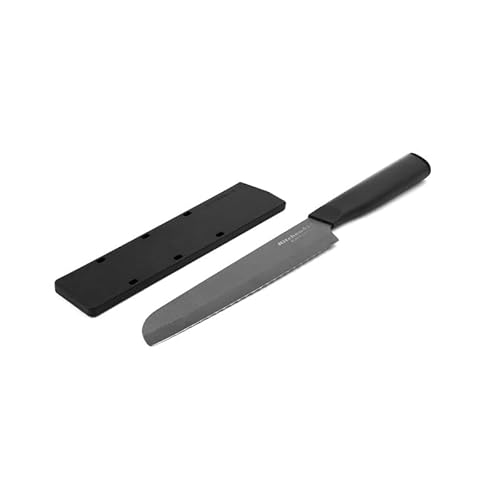 Kitchenaid Classic Ceramic Serrated Bread Knife With Custom-Fit Blade Cover, Sharp Kitchen Knife, Dishwasher-Safe, 8-Inch, Black #TOP7