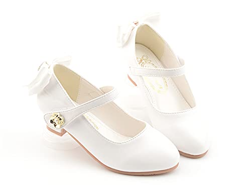 Girls Dress Shoes Mary Jane Flower Girl Low Heels Princess Shoes for Wedding Party 55022