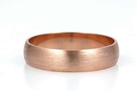 Brushed Gold Low Profile Rounded Traditional Wedding Band - 14k/18k Yellow Gold, Rose Gold, 950 Palladium White Gold, Platinum Promise Ring