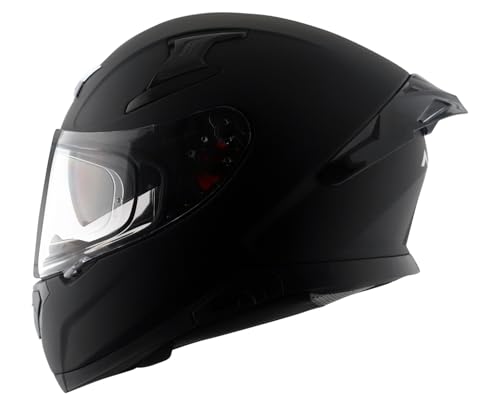 Image of Axor Apex Solid ISI ECE DOT Certified Matt Black Full Face Dual Visor Helmet for Men and Women with Pinlock Fitted Outer Clear Visor and Inner Smoke Sun Visor Dull Black(M)