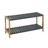 DRW Schuhregal mit 2 Ablagen aus MDF-Holz in Grau und Natur