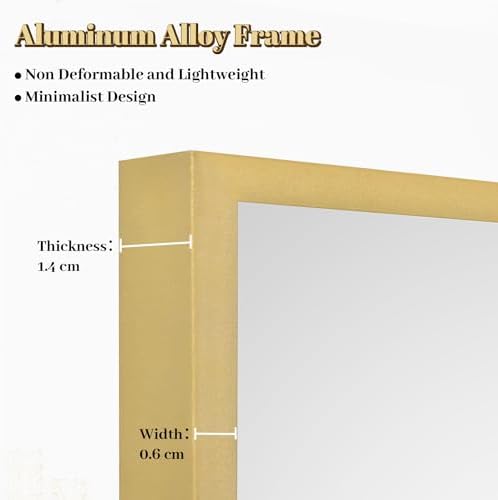 Koonmi Floor Mirror, 52 x 161 cm Mirror Full Length with Minimalist Narrow Aluminum Frame, Modern Large Wall Mirror Standing or Hanging for Living Room and Bedroom, Black
