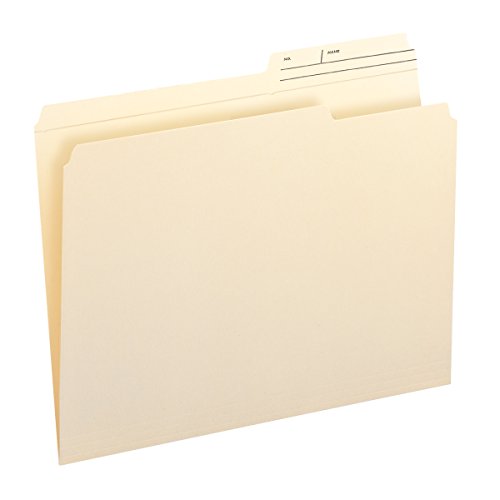 Smead File Folder, Reinforced 2/5-Cut Right Position Printed Tab, Guide Height, Letter Size, Manila, 100 Per Box (10388)