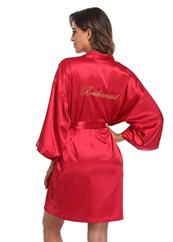 Image of Super Shopping-zone Women's Pure Bride Robes Embroidery Bridesmaid Robes Bridal Party Kimono Robe Wedding Sleepwear