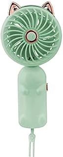 Portable Handheld Cat Fan, Mini USB Fan with Rechargeable Battery and 3 Speeds, Cute Personal Small Electric Fan for Girls/Ladies/Kids Outdoor Travel, Foldable Hand Fan for Office/Desktop/Desk, Green