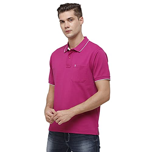 Image of Classic Polo Mens Cotton Blended Solid Half Sleeve Regular Fit Polo Neck T-Shirt