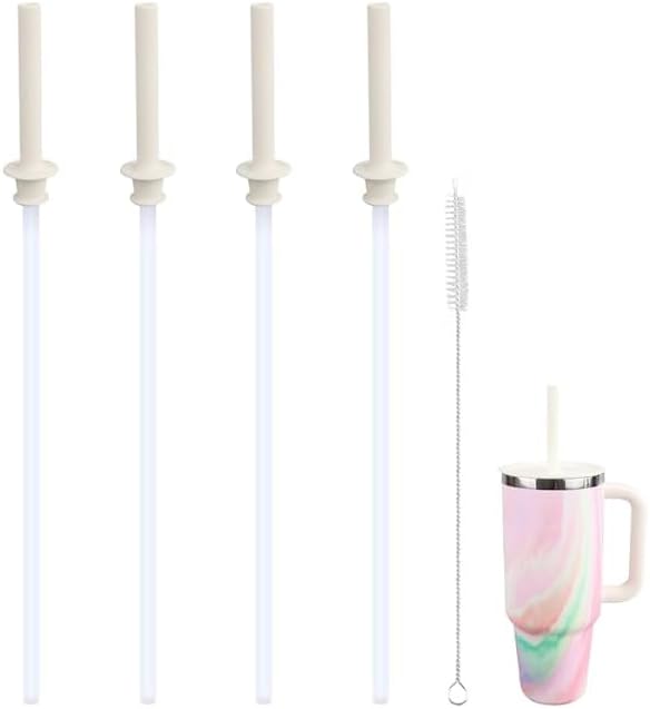 Replacement Straws and Bite Valve for Hydro Flask Around Travel Tumbler 40oz 32oz 28oz 20oz,with 1 Brush (white)