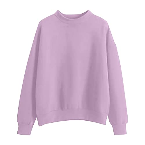 OPALLEY Einfarbiger Rollkragenpullover mit Langen Ärmeln und Samt-Sweatshirt für Frauen mit O-Ausschnitt Enge Langarm Damen (A, S) Cover