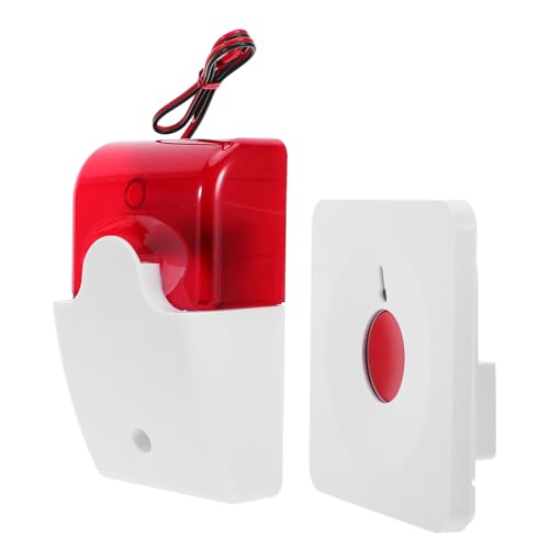HOLIDYOYO Botón de Alerta para Baño Cable Dc12v, Sistema de Llamada de Emergencia Alarma Sonora y Luminosa, 2 Botones Llave de Restablecimiento, Adecuado para Ayuda a Mayores