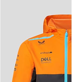 McLaren Formula One Team - Official 2023 Formula 1 Merchandise - Replica Team Lightweight Rain Jacket - Papaya/Phantom - Men's (XXXL)