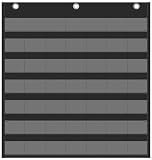 Yoink 45 Pockets Classroom Calendar Pocket Chart for Kids Learning - Monthly Calendar with Durable Fabric, Homeschool and Teacher Supplies, Preschool Kindergarten Wall Decor, Only Chart (Black)