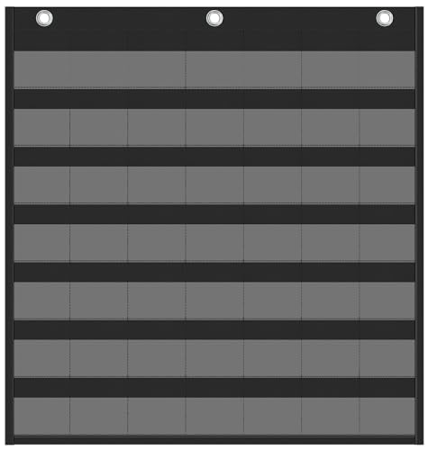 Yoink 45 Pockets Classroom Calendar Pocket Chart for Kids Learning - Monthly Calendar with Durable Fabric, Homeschool and Teacher Supplies, Preschool Kindergarten Wall Decor, Only Chart (Black)