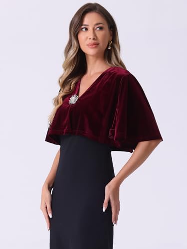 Allegra K Velvet Cardigan for Women's Cocktail Party Bell Sleeve Open Front Cropped Shrug Bolero4