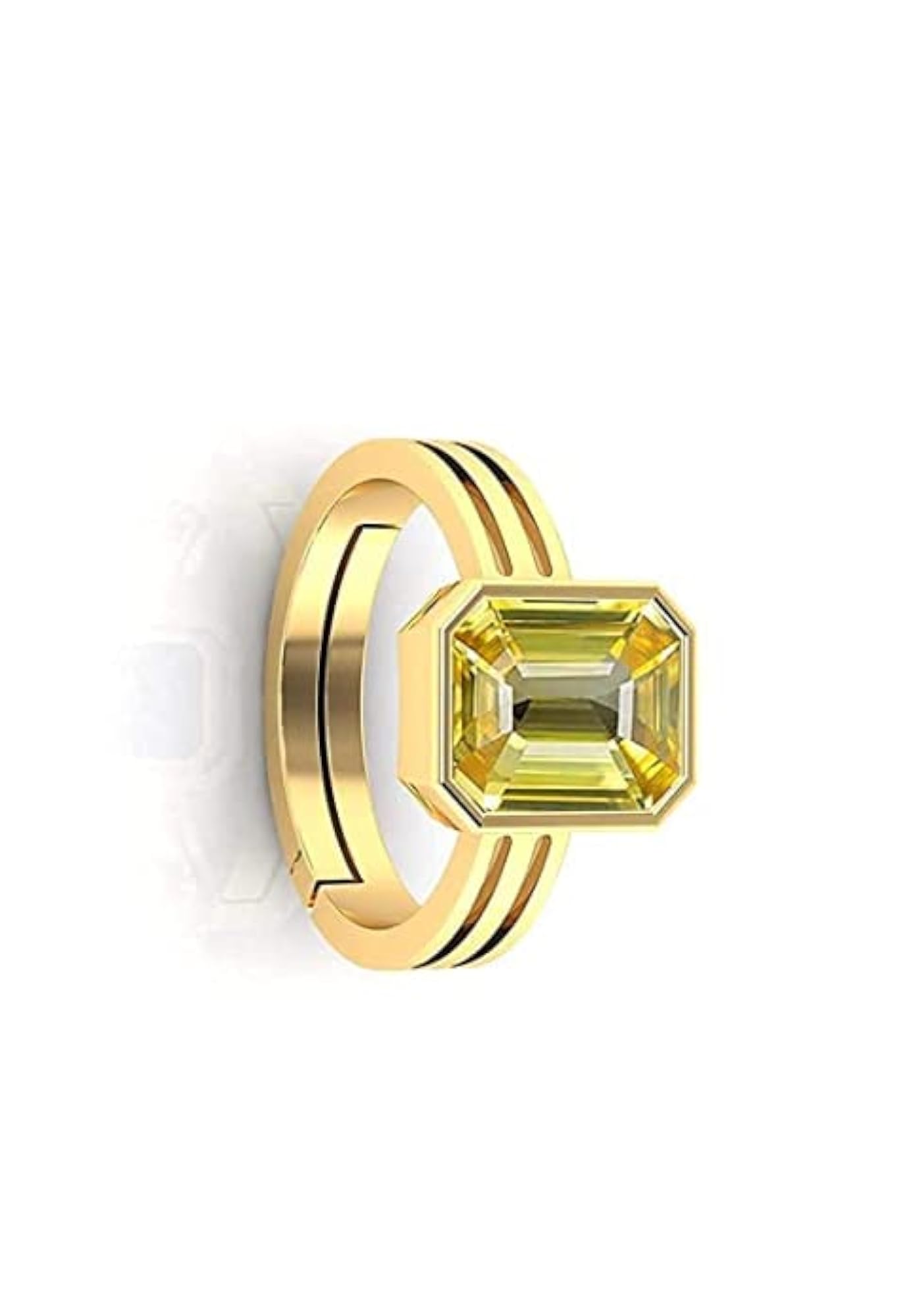 Natural Yellow Sapphire Pukhraj Gemstone Gold Plated Ring
