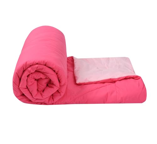 Image of Galaxy Home Decor Premium Microfibre Reversible Comforter | Ultra-Soft, Lightweight & All-Season Warm Quilt | Cozy AC Blanket for Single Bed 60 inch x 90 inch | 220 GSM, Pink & Rose Pink