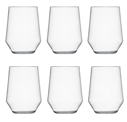 Fortessa Sole Outdoor Shatter Resistant BPA Free Premium Copolyester Plastic Drinkware 6 pack, Stemless Wine Glass, Clear, 19 Ounce (Set of 6)