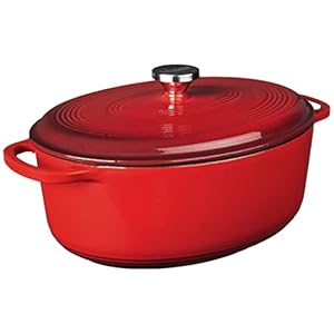 Lodge EC7OD43 Enameled Cast Iron Oval Dutch Oven, 7-Quart, Red