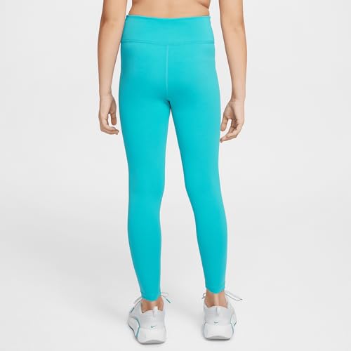 Nike One Big Kids' (Girls') Dri-FIT High-Waisted Leggings (FZ5605-345, Dusty Cactus/White)2