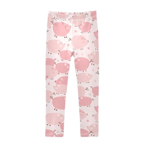 Pink Sweet Fat Pig Girls Leggings,Workout Leggings for Girls Toddler Athletic Leggings Size for 3-10T