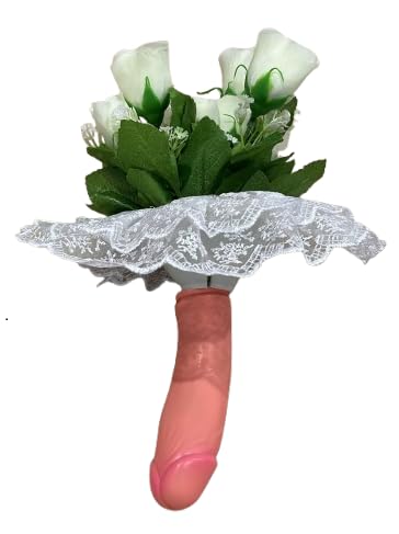 Addio al Nubilato Bouquet di Fiori Finti, Mazzo di Rose Bianche per la Sposa - Gadget Addio al Nubilato