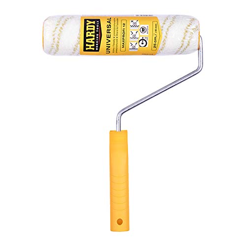 HARDY WORKING TOOLS Kits de herramientas de pintura, Rodillo antigota poliacrílico, Altura del pelo 12mm, Eslora 25cm, Diámetro 48mm, Blanco y amarillo, A0180-512000