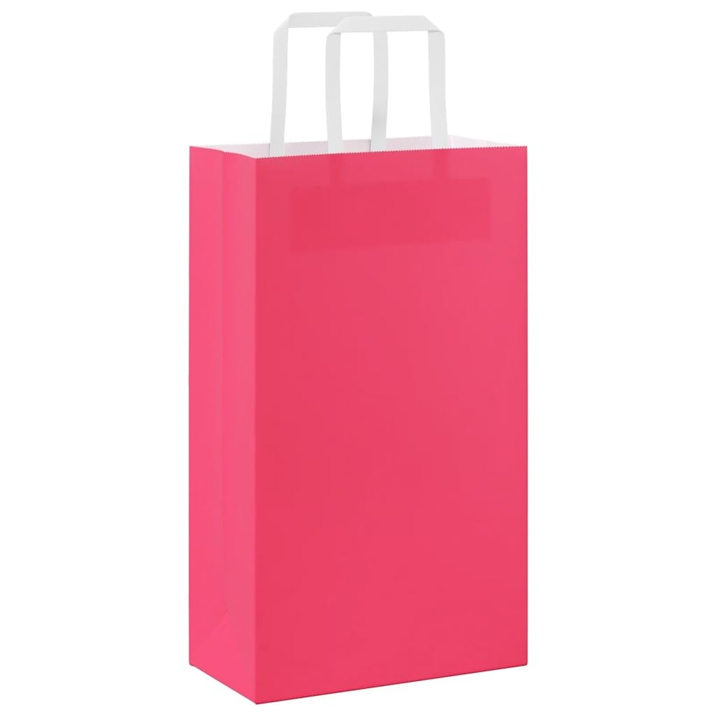 MBDRKVGF Lot de 250 sacs en papier kraft rose avec anses 21 x 11 x 36 cm