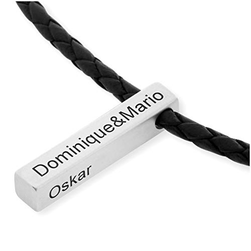 Herren Lederkette Gravur 925 Silber Schmuck Männerschmuck Kette *...