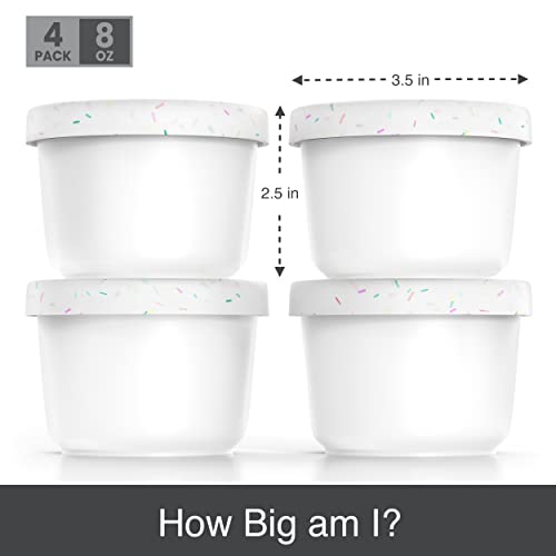 Image of BALCI 8oz Mini Ice Cream Containers - Set of 4 (White Sprinkles)