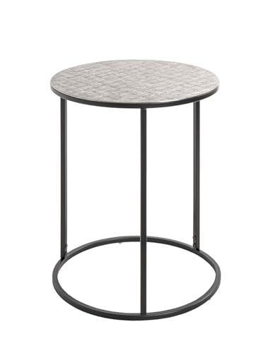 Table d'appoint ronde pour salon moderne noir argent